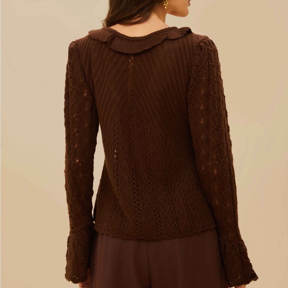 NWT FARM Rio Lace Stitch Knit Ruffles Cardigan - Picture 5 of 11
